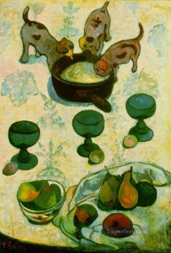  primitivism art painting - Still Life with Three Puppies1 Post Impressionism Primitivism Paul Gauguin